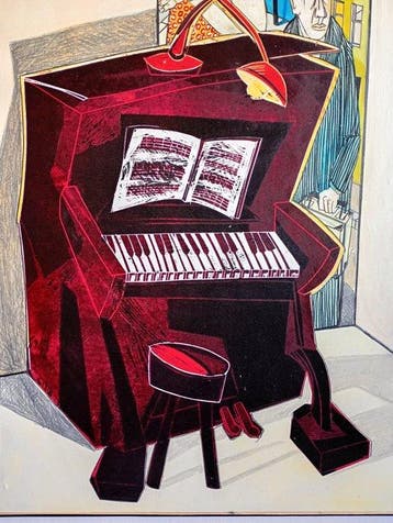 Peter Krusche - Klavier -Stunde, Antiek en Kunst, Kunst | Schilderijen | Modern