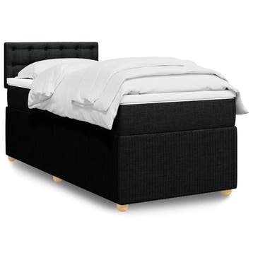 vidaXL Boxspring met matras stof zwart 90x200 cm, Verzenden, Nieuw