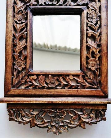 Wandspiegel - Kristal, Hout - Houten Spiegel - 77x55 cm