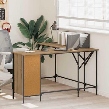 vidaXL Bureau Artisan Eiken Bewerkt hout 141 x 141 x 75 cm, Verzenden