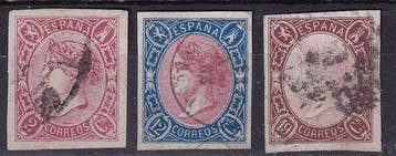 Espagne 1865 - Élisabeth II. Série complète. Valeur clé, Timbres & Monnaies, Timbres | Europe | Espagne
