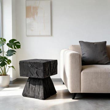 Logniture - Bijzettafel - Massief hout, met kettingzaag