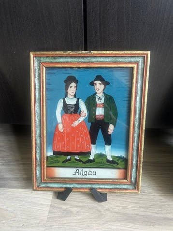 Cadre photo (3)- art populaire - Verre, Bois, Peinture -