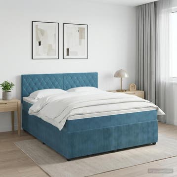 vidaXL Boxspringbed met matras Donkerblauw 140 x 200 cm, Verzenden