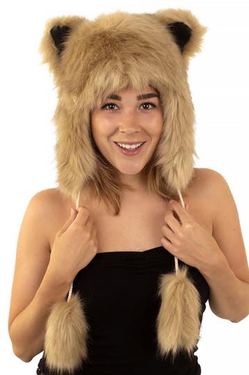 KIMU® Beer Muts Touwtjes Wolf Bontmuts Oortjes Bont Beertje, Kleding | Dames, Ophalen of Verzenden, Nieuw