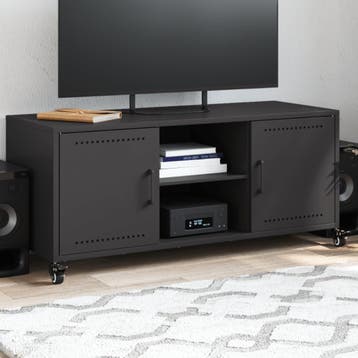 vidaXL Tv-meubel 100,5x39x43,5 cm staal zwart, Verzenden, Nieuw
