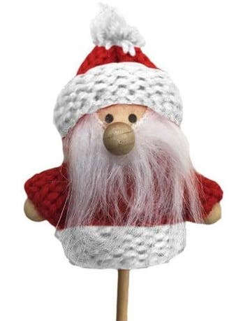 Bijsteker kerstman santa claus rood wit 6.5 cm +10 stok pak, Nieuw