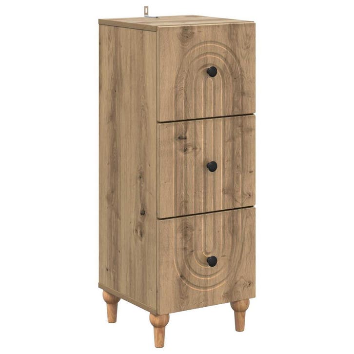 vidaXL Ladekast Artisanaal eiken 33 x 34,5 x 90 cm Bewerkt, Maison & Meubles, Armoires | Autre, Envoi
