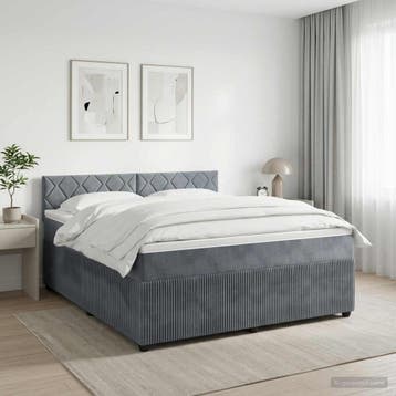vidaXL Boxspringbed met matras Donkergrijs 140 x 190 cm, Verzenden