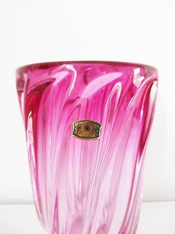 Val Saint Lambert - Vase - Cristal - Rose, Antiek en Kunst
