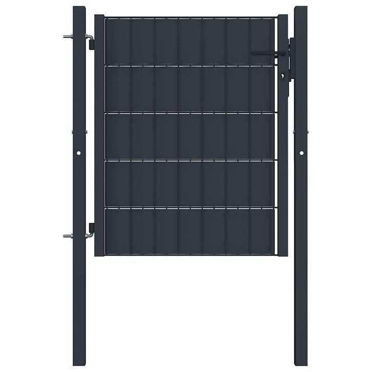 vidaXL Hekpoort PVC en staal 100x100 cm antraciet, Jardin & Terrasse, Portes de jardin, Envoi