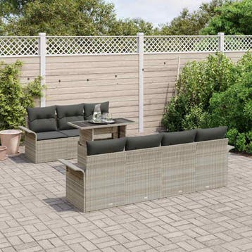 vidaXL Tuinbank Set 8 st Lichtgrijs [Synthetisch]: Poly Riet, Verzenden, Nieuw