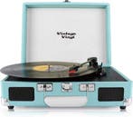 2dekans | Vintage Vinyl kofferplatenspeler blauw - line-in, Ophalen of Verzenden