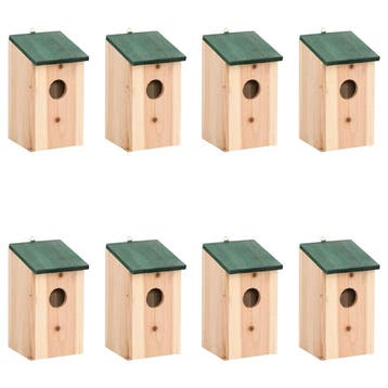 vidaXL Vogelhuisjes 8 st 12x12x22 cm hout, Tuin en Terras, Vogelhuisjes en Vogelbaden, Verzenden, Nieuw