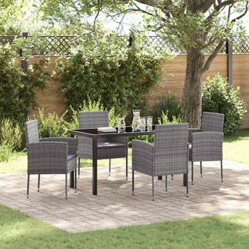 vidaXL Tuin Eettafel Set 5 st Grijs poly rattan, Verzenden