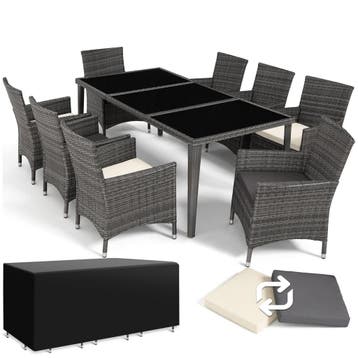 Aluminium wicker zitgroep Menorca 8+1 met beschermhoes, Tuin en Terras, Verzenden, Nieuw