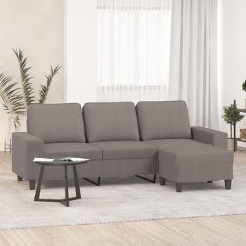 vidaXL Driezitsbank met voetenbank 180 cm stof taupe, Verzenden