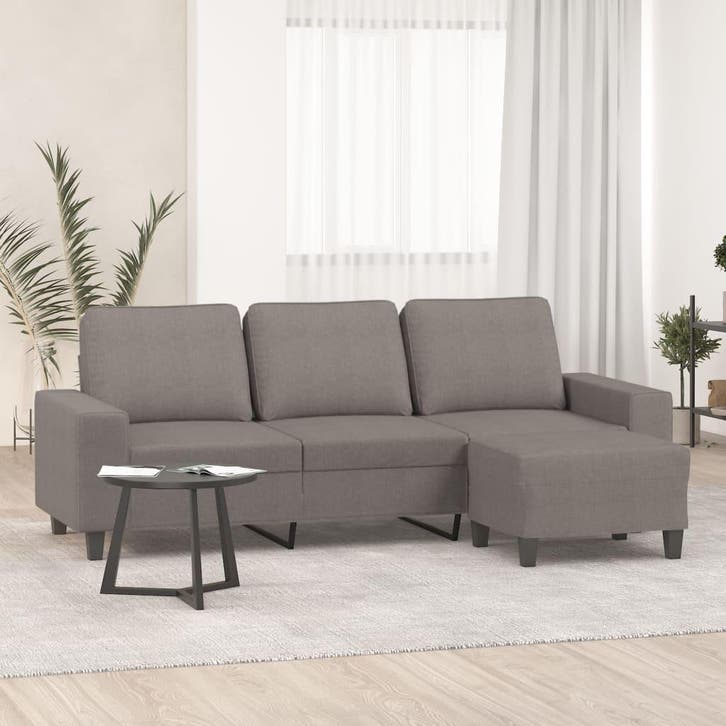 vidaXL Driezitsbank met voetenbank 180 cm stof taupe, Huis en Inrichting, Zetels | Zetels, Nieuw, Verzenden