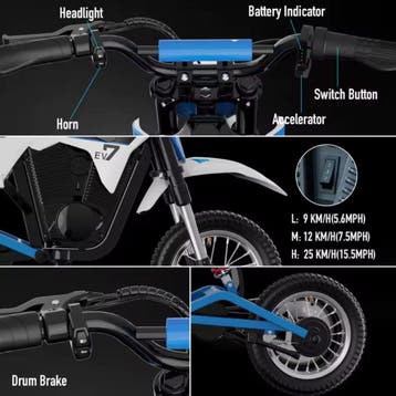 EV12M Pro Elektrische Motorfiets - Scooter Kinderen - 12, Verzenden, Nieuw, Evercross Tech