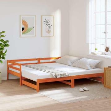 vidaXL Slaapbank met onderschuifbed 80x200 cm massief, Verzenden, Nieuw