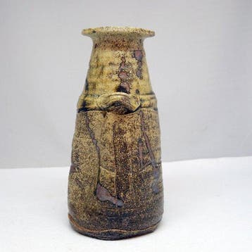 Vaas - Mino-keramiek Kizan Tenjin-oven-vaas met asglazuur en