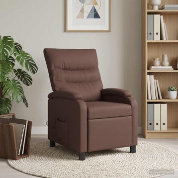 vidaXL Massage Relaxstoel Bruin Kunstleer, Verzenden
