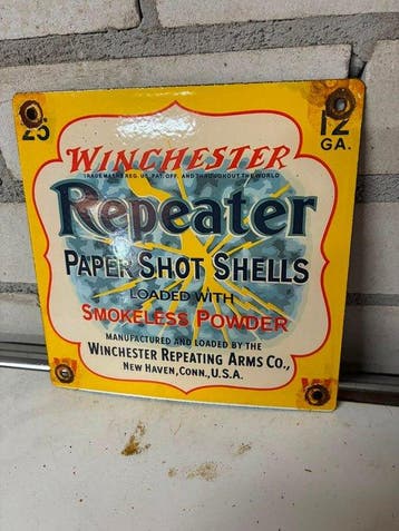 Winchester Repeater Paper Shot Shells emaille reclamebord –