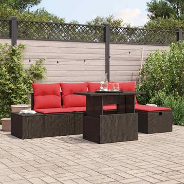 vidaXL Tuinbank Set 6 st poly rattan, Verzenden, Nieuw