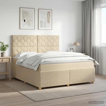 vidaXL Boxspringbed met matras Crèmekleurig 160 x 200 cm, Verzenden