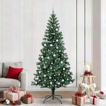 vidaXL Kunststof Voorverlichte Kerstboom Groen 240 cm PVC en, Verzenden