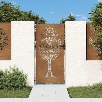 vidaXL Tuinpoort 85 x 175 cm Poedercoated staal Zwart, Verzenden