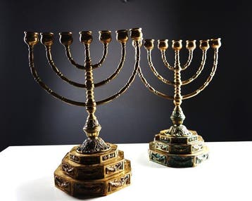 Judaica Menora-Leuchter - Candélabre (2) - Bronze patiné