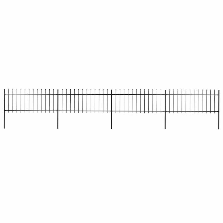 vidaXL Tuinhek met speerpunt staal 714,5x80 cm zwart, Tuin en Terras, Tuinhekken en Hekwerk, Nieuw, Verzenden