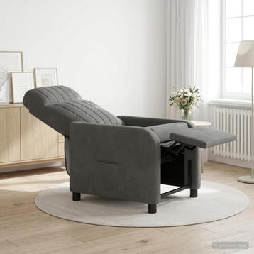 vidaXL Recliner Donkergrijs fluweel, Maison & Meubles, Verzenden