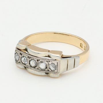 Ring - 18 karaat Geel goud, Witgoud Diamant (Natuurlijk), Nieuw