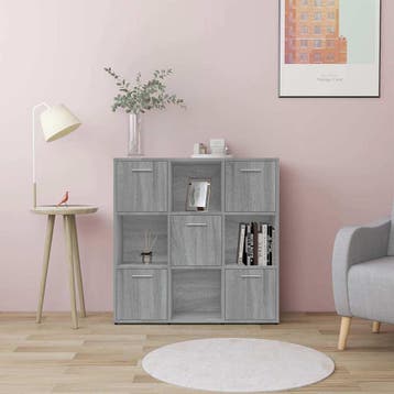 vidaXL Boekenkast 90x30x90 cm bewerkt hout grijs sonoma, Verzenden, Nieuw