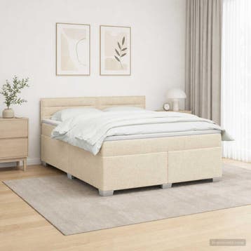 vidaXL Boxspringbed met matras en LED Crèmekleurig 180 x 200, Verzenden