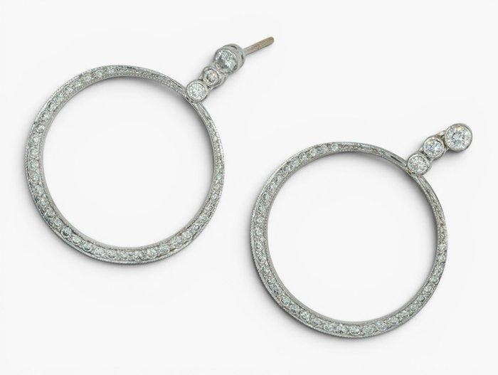 Zonder minimumprijs - Oorbellen - 18 karaat HRD, Witgoud -, Bijoux, Sacs & Beauté, Boucles d'oreilles