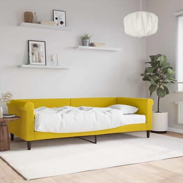 vidaXL Slaapbank met matras 90x200 cm fluweel geel, Verzenden, Nieuw