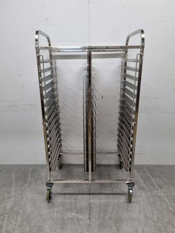Chariot à double étagère en acier inoxydable 30 x 60/40 cm, Verzenden