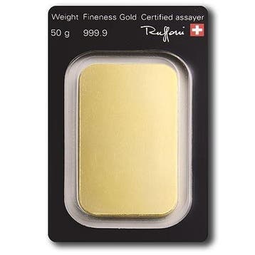 50 gram - Goud .999 - Argor-Heraeus, Switzerland, 50g .9999, Postzegels en Munten