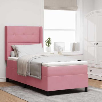 vidaXL Boxspring bed met LED-stripverlichting Roze 80 x 200, Verzenden