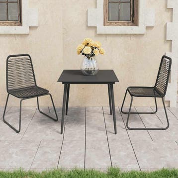 vidaXL 3-delige Tuinset PVC-rattan zwart, Verzenden, Nieuw, Tuinset