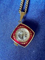 Plaqué or - Collier avec pendentif - Horloge suspendue