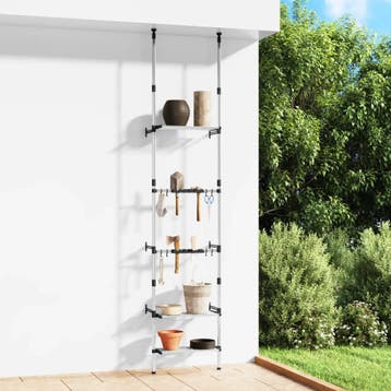 vidaXL Tuinrek met 3 schappen telescopisch aluminium, Verzenden, Nieuw