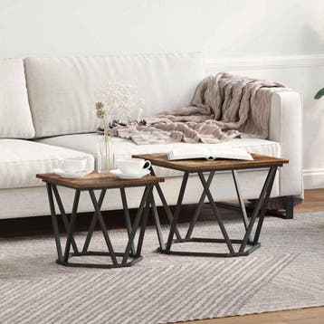 vidaXL Bijzettafelset 2 st Rook Eiken 50 x 50 x 40 cm, Verzenden