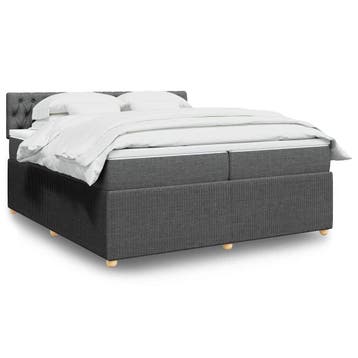 vidaXL Boxspring met matras stof donkergrijs 200x200 cm, Verzenden, Nieuw