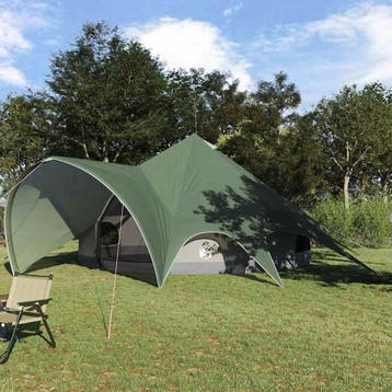vidaXL Teepee Tent voor 7 Personen 7-persoons Groen en Grijs, Verzenden, Nieuw