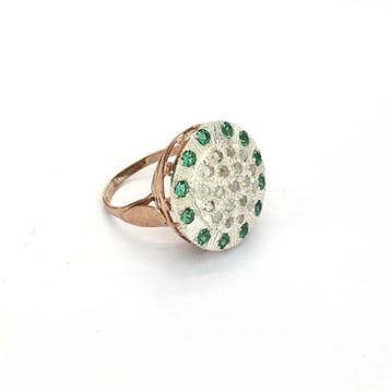 Zonder minimumprijs - Ring - 9 kt. Roségoud, Zilver Diamant