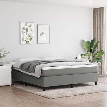 vidaXL Boxspring bed stof donkergrijs 160x200 cm, Huis en Inrichting, Slaapkamer | Bedden, Verzenden, Nieuw